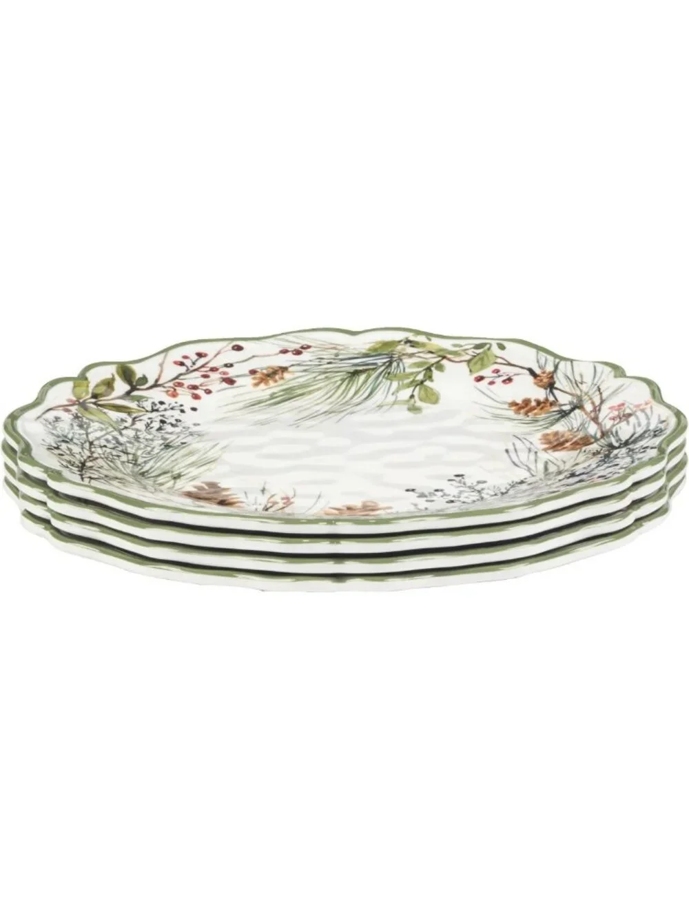 Set of 4 11” Melamine Dinner Plates - Winter Forest Design, Durable & Stylish